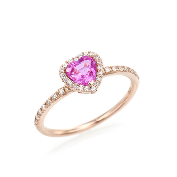 FJG090027 14k 천연 핑크 사파이어 0.6ct 다이아몬드 반지