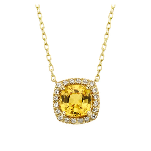 FJG090029 14k 천연 옐로우 사파이어 1.2ct 다이아몬드 목걸이