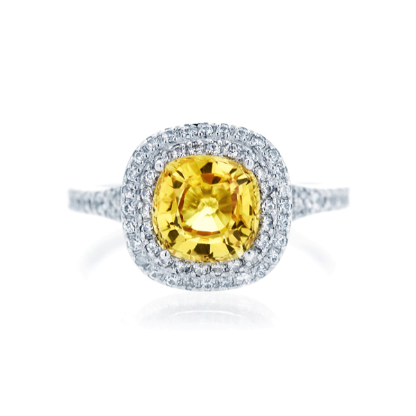 FJG090005 14k 천연 옐로우 사파이어 2ct 다이아몬드 반지