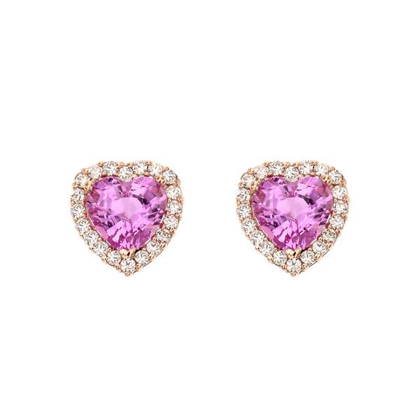 FJG090028 14k 천연 핑크 사파이어 0.6ct 다이아몬드 귀걸이